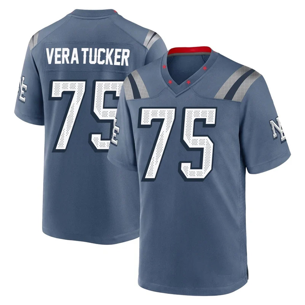 My Store NE.Patriots #75 Alijah Vera-Tucker Player Blue Rivalries Collection Home Game Stitched Jerseys