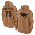 My Store NE.Patriots #75 Alijah Vera-Tucker Player Brown Salute to Service Pullover Hoodies Limited Game Stitched Jerseys