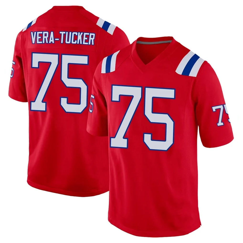 My Store NE.Patriots #75 Alijah Vera-Tucker Player Red Home Game Stitched Jerseys