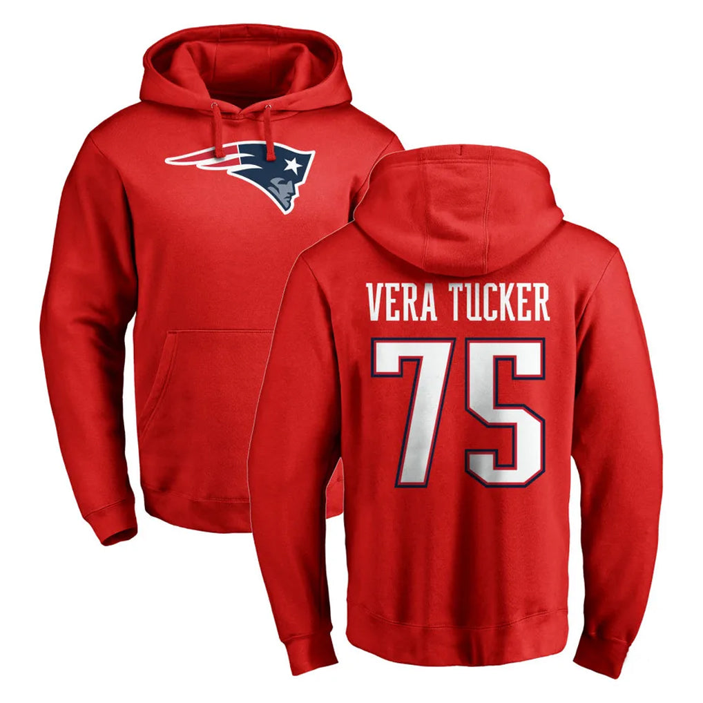 My Store NE.Patriots #75 Alijah Vera-Tucker Player Red LOGO Pullover Hoodies Home Game Stitched Jerseys