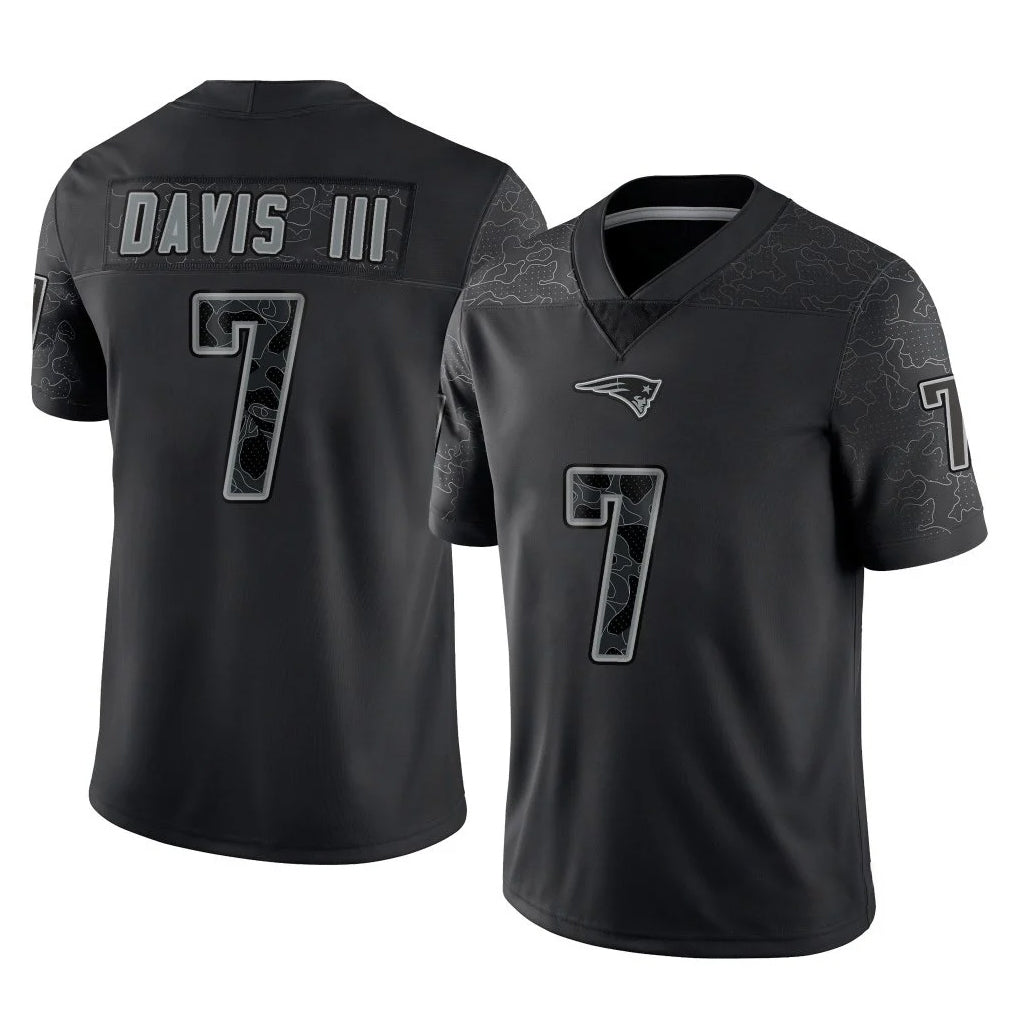 My Store NE.Patriots #7 Carlton Davis III Player Black Reflective LImited Home Game Stitched Jerseys