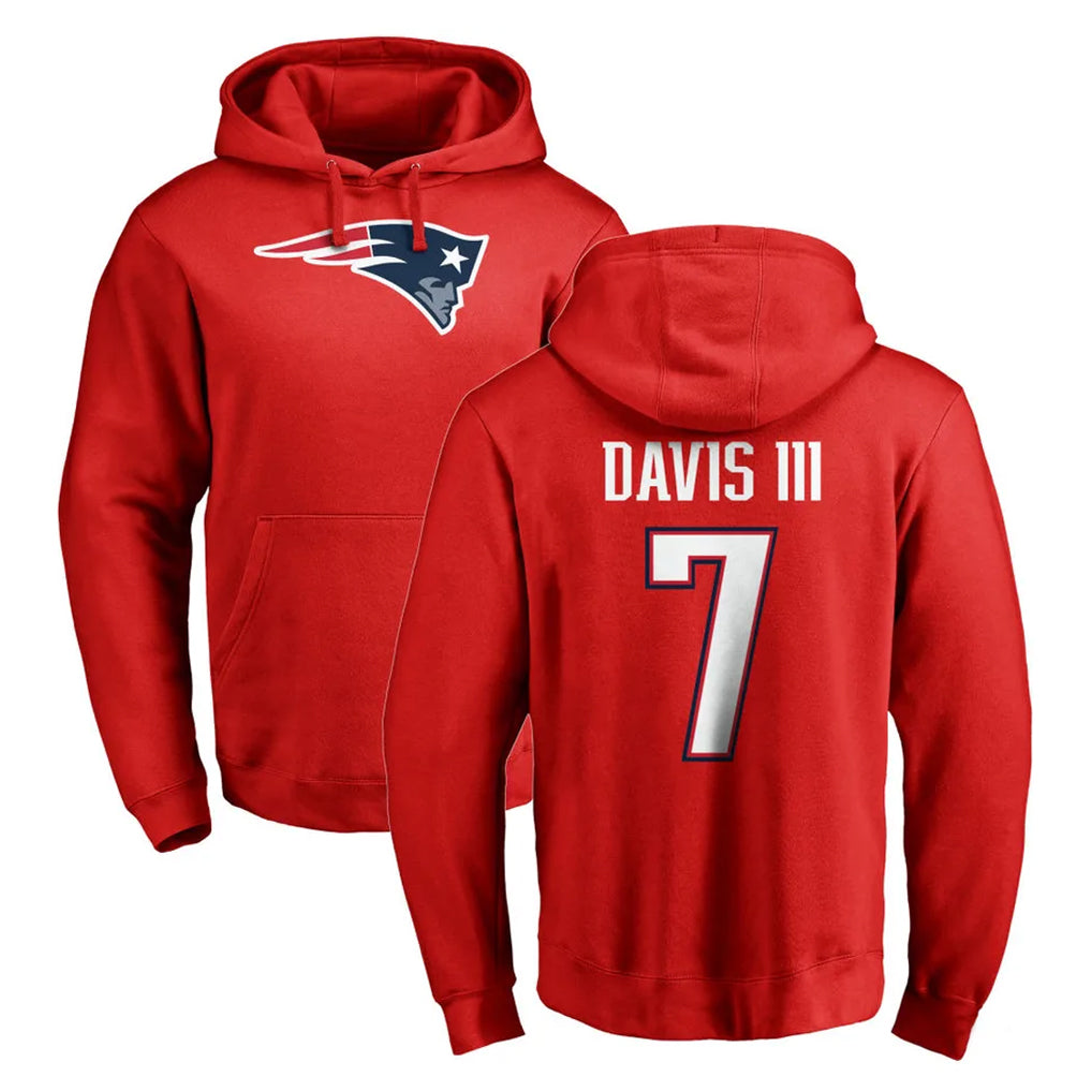 My Store NE.Patriots #7 Carlton Davis III Player Red LOGO Pullover Hoodies Home Game Stitched Jerseys