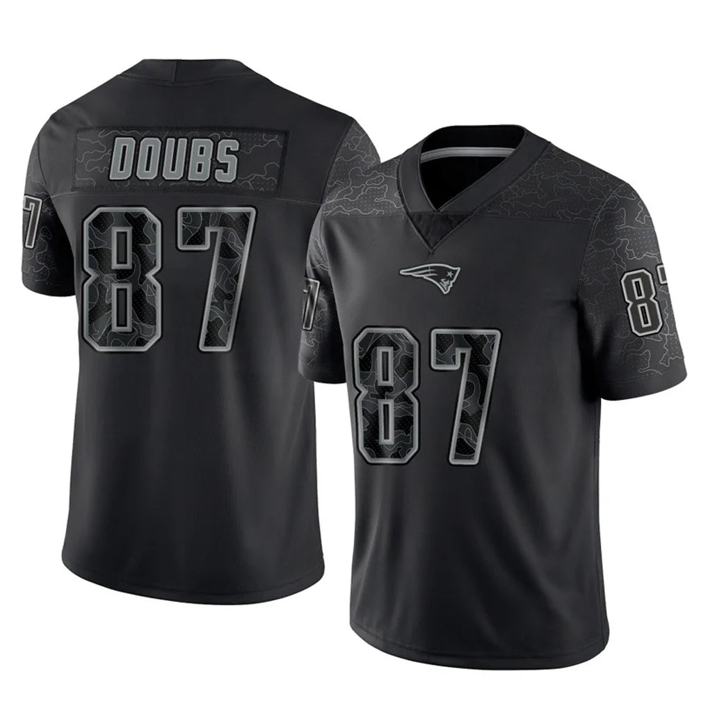 My Store NE.Patriots #87 Romeo Doubs Player Black Reflective LImited Home Game Stitched Jerseys