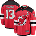 My Store NJ.Devils #13 Nico Hischier Red Captain Patch Home Breakaway Jerseys