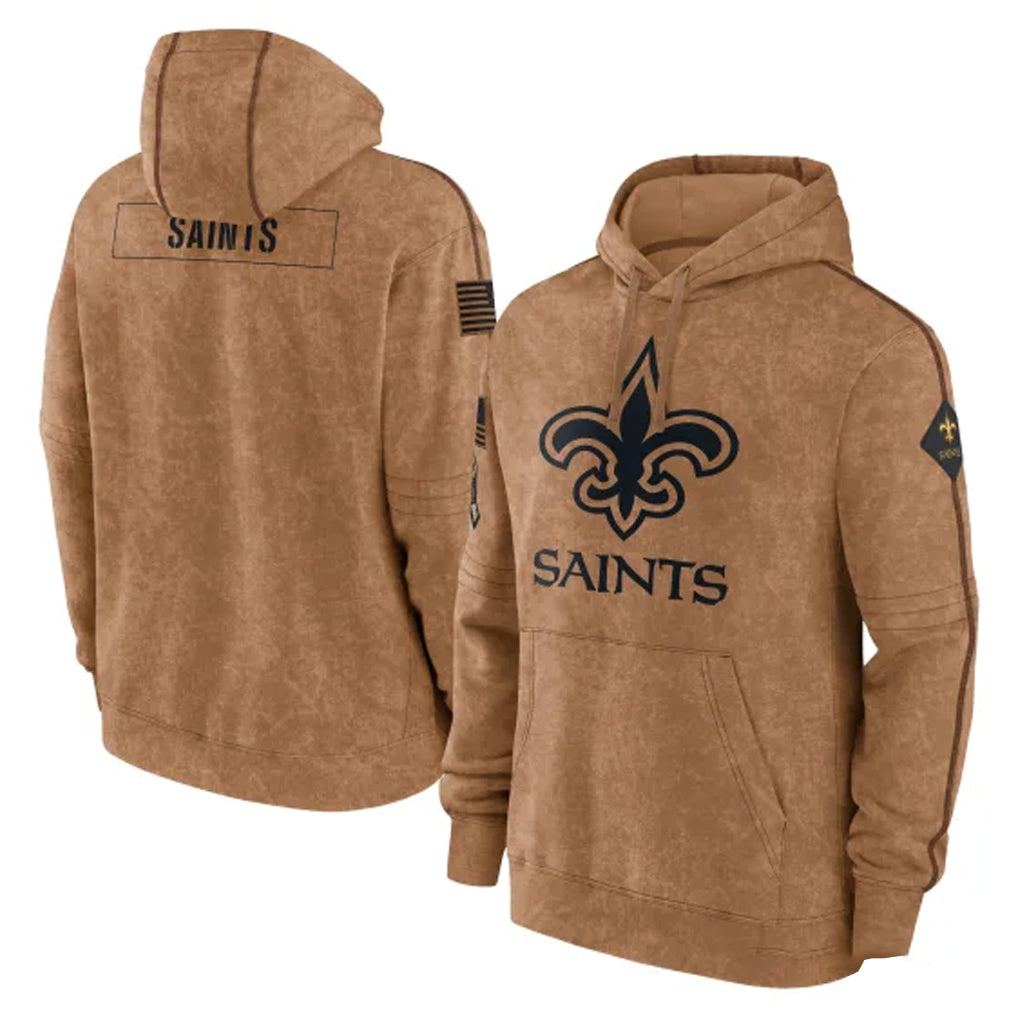 My Store NO.Saints Brown Salute to Service Pullover Hoodies Limited Game Blank Player Stitched Jerseys