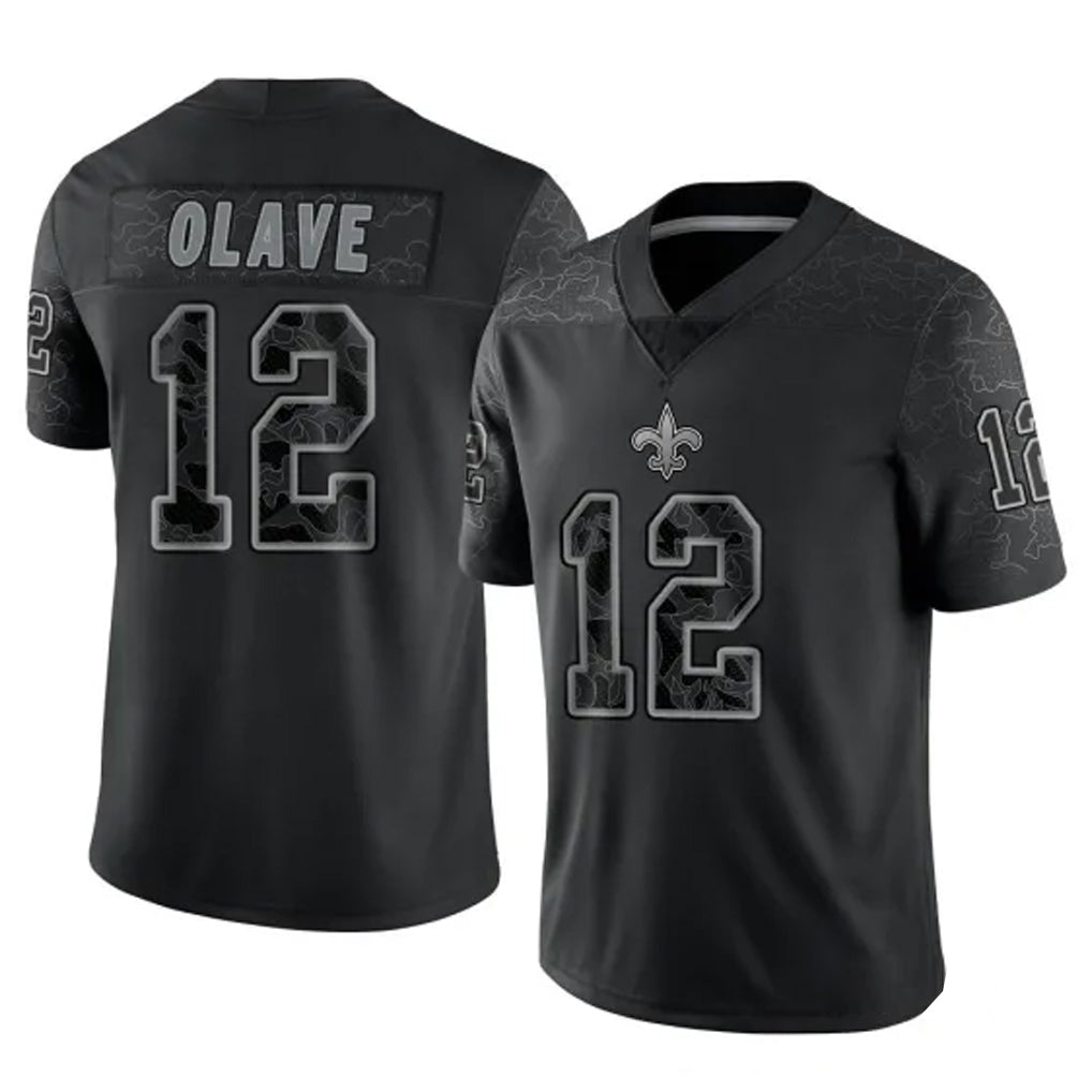 My Store NO.Saints #12 Chris Olave Player Black Limited Reflective Home Game Stitched Jerseys