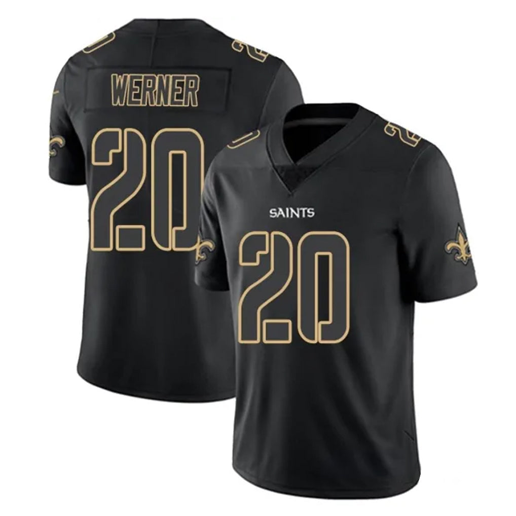 My Store NO.Saints #20 Pete Werner Player Black Impact Limited Home Game Stitched Jerseys