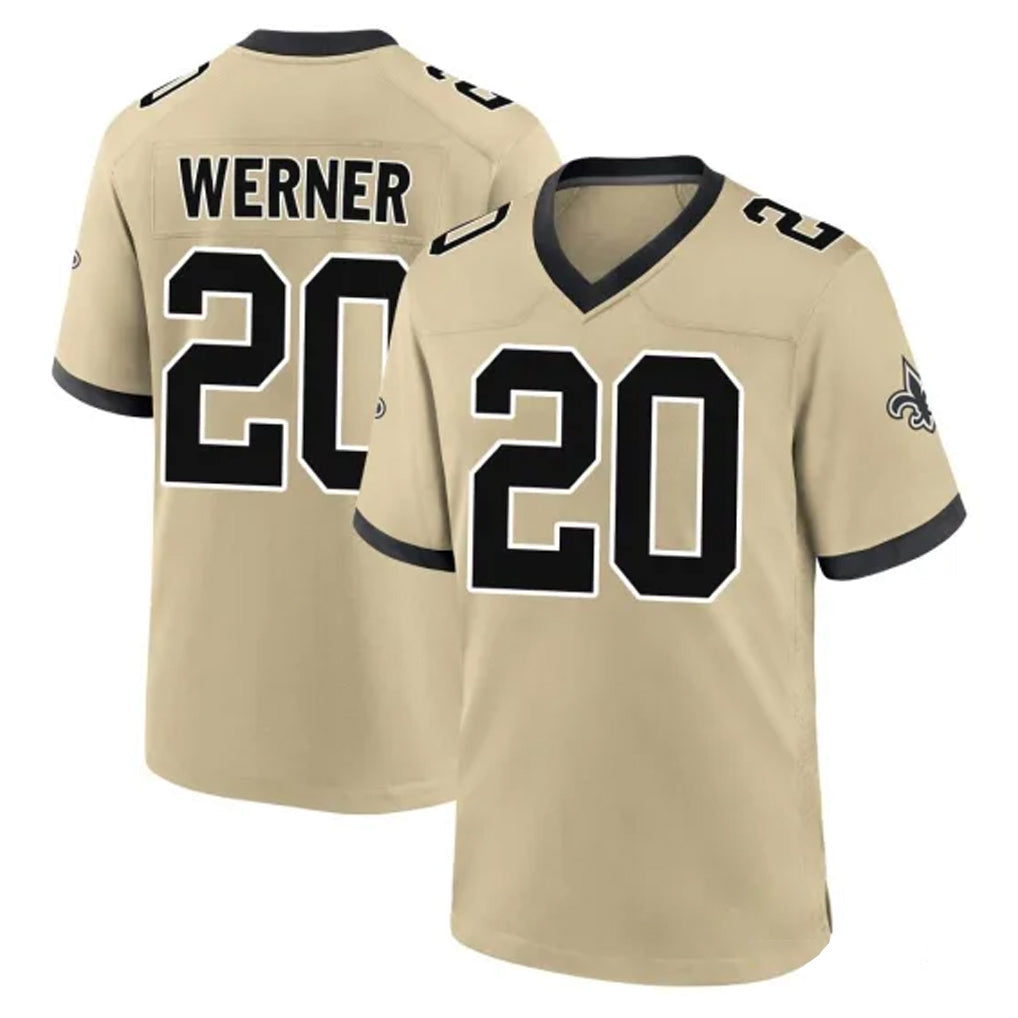 My Store NO.Saints #20 Pete Werner Player Gold Home Game Stitched Jerseys