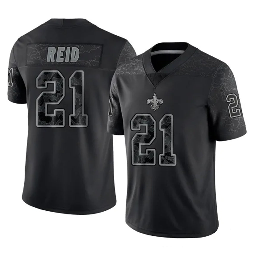 My Store NO.Saints #21 Justin Reid Player Black Limited Reflective Home Game Stitched Jerseys