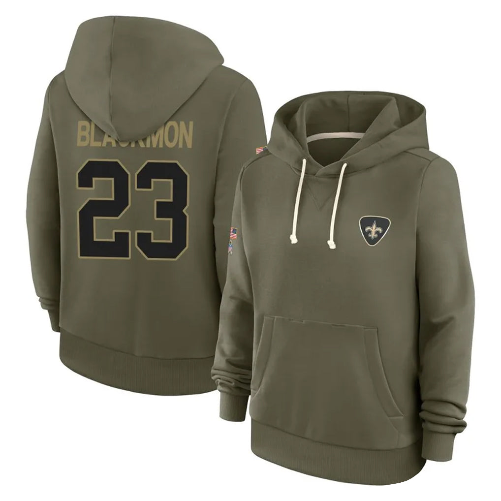 My Store NO.Saints #23 Julian Blackmon Player Olive Salute to Service Pullover Hoodies Limited Stitched Jerseys