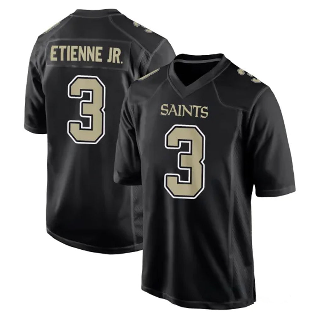 My Store NO.Saints #3 Travis Etienne Jr. Player Black Carbon Fashion Home Game Stitched Jerseys