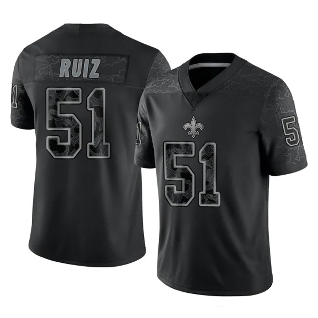 My Store NO.Saints #51 Cesar Ruiz Player Black Limited Reflective Home Game Stitched Jerseys