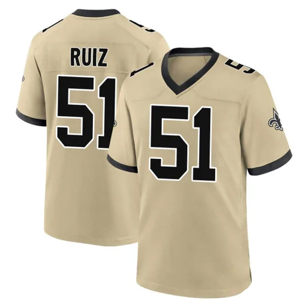 My Store NO.Saints #51 Cesar Ruiz Player Gold Home Game Stitched Jerseys