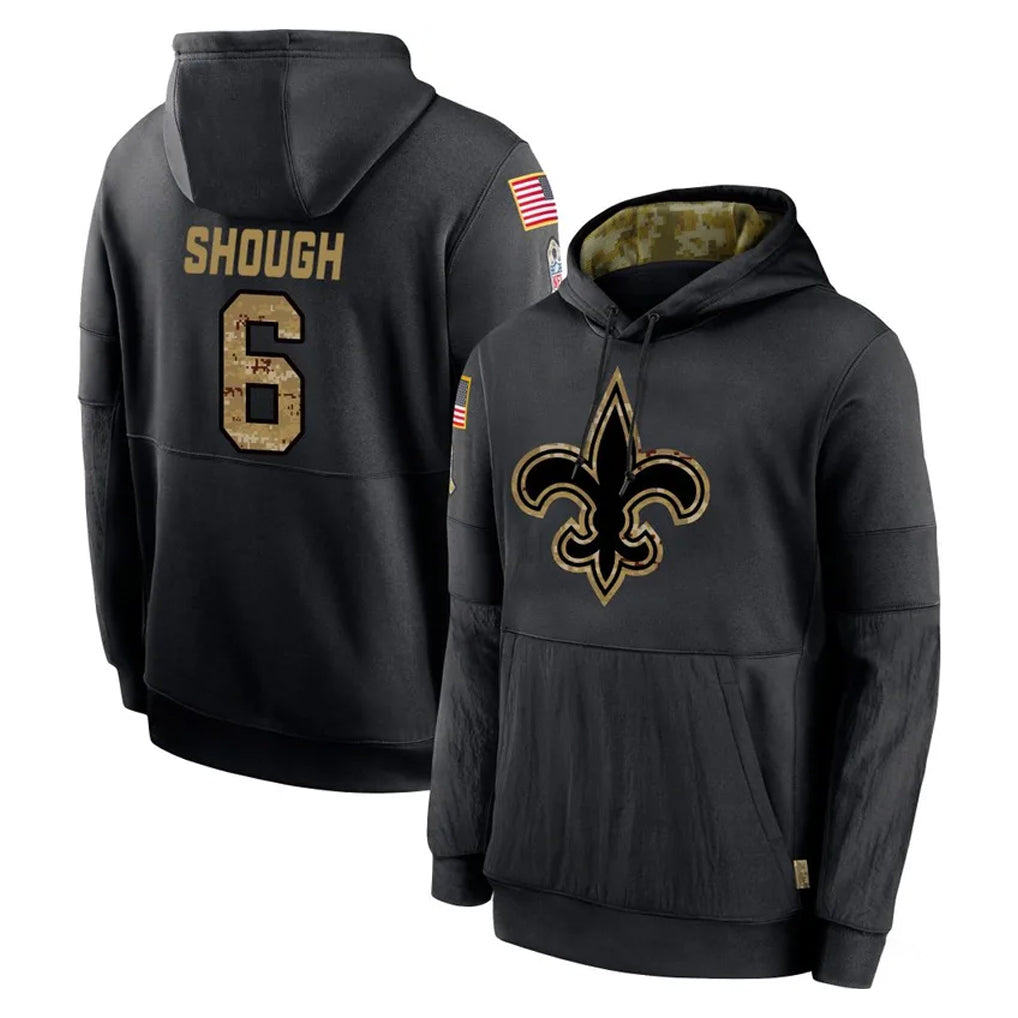 My Store NO.Saints #6 Tyler Shough Player Black Salute to Service Hoodies Limited Game Stitched Jerseys