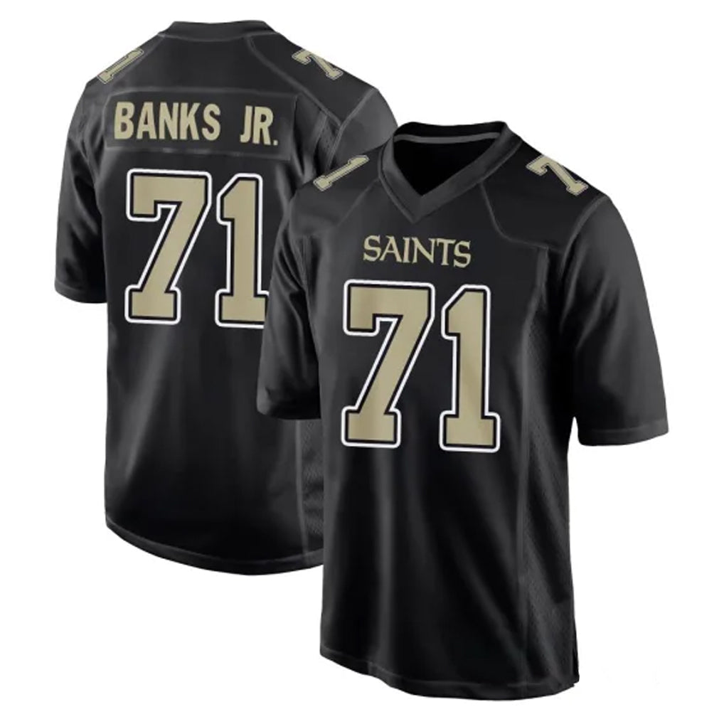 My Store NO.Saints #71 Kelvin Banks Jr. Player Black Carbon Fashion Home Game Stitched Jerseys