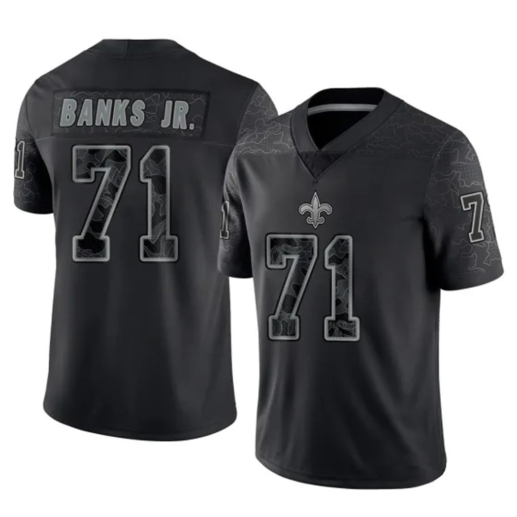 My Store NO.Saints #71 Kelvin Banks Jr. Player Black Limited Reflective Home Game Stitched Jerseys
