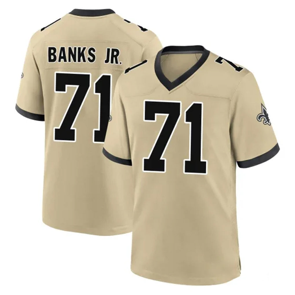 My Store NO.Saints #71 Kelvin Banks Jr. Player Gold Home Game Stitched Jerseys