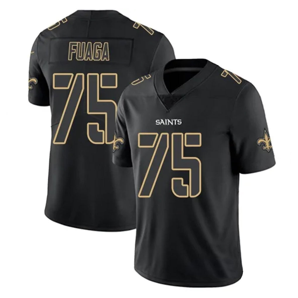 My Store NO.Saints #75 Taliese Fuaga Player Black Impact Limited Home Game Stitched Jerseys