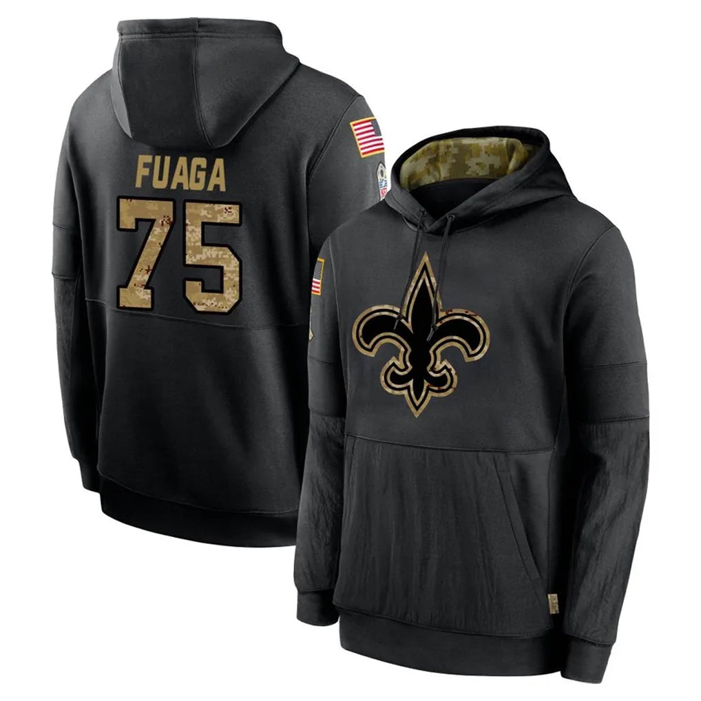My Store NO.Saints #75 Taliese Fuaga Player Black Salute to Service Hoodies Limited Game Stitched Jerseys