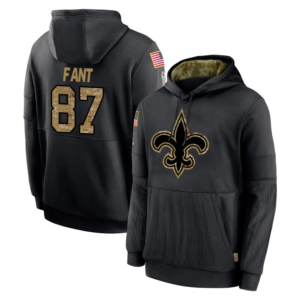 My Store NO.Saints #87 Noah Fant Player Black Salute to Service Hoodies Limited Game Stitched Jerseys
