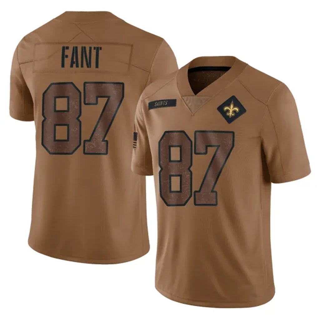 My Store NO.Saints #87 Noah Fant Player Brown Salute To Service Limited Stitched Jerseys