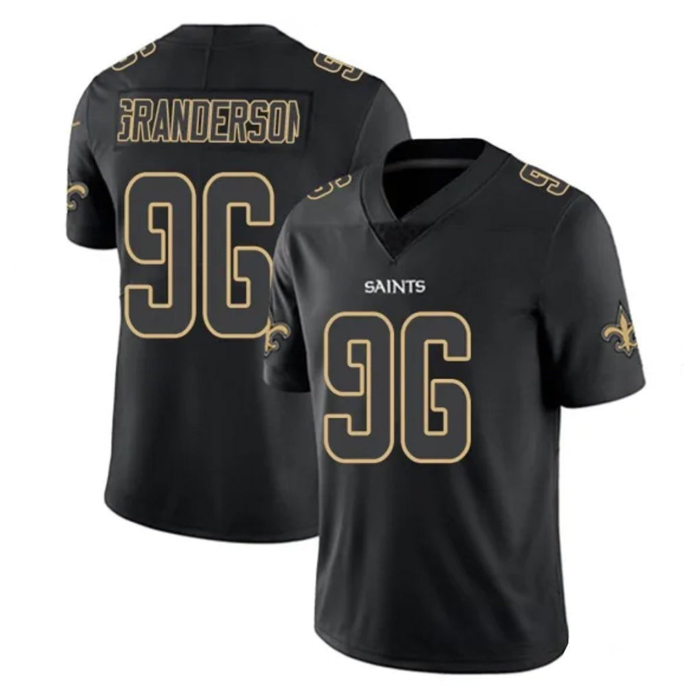 My Store NO.Saints #96 Carl Granderson Player Black Impact Limited Home Game Stitched Jerseys