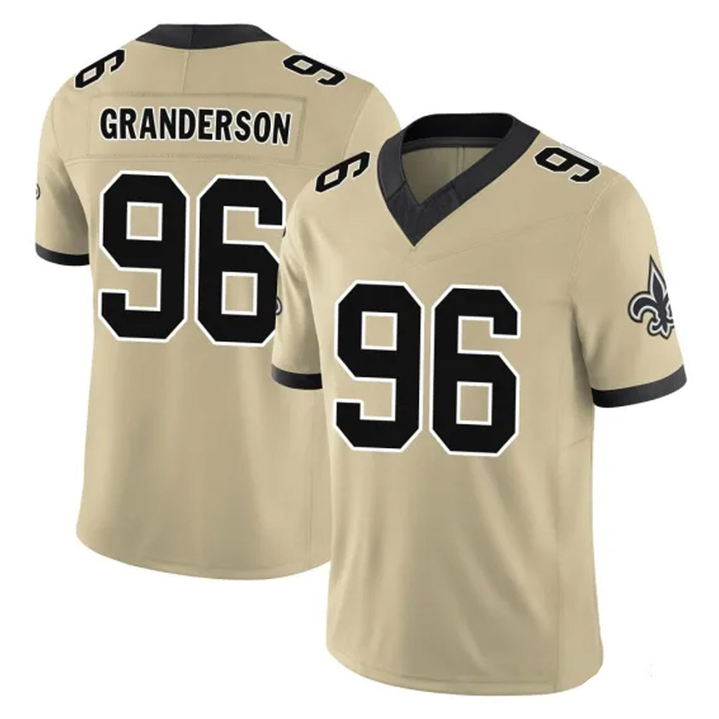 My Store NO.Saints #96 Carl Granderson Player Gold Limited Vapor F.U.S.E. Home Game Stitched Jerseys