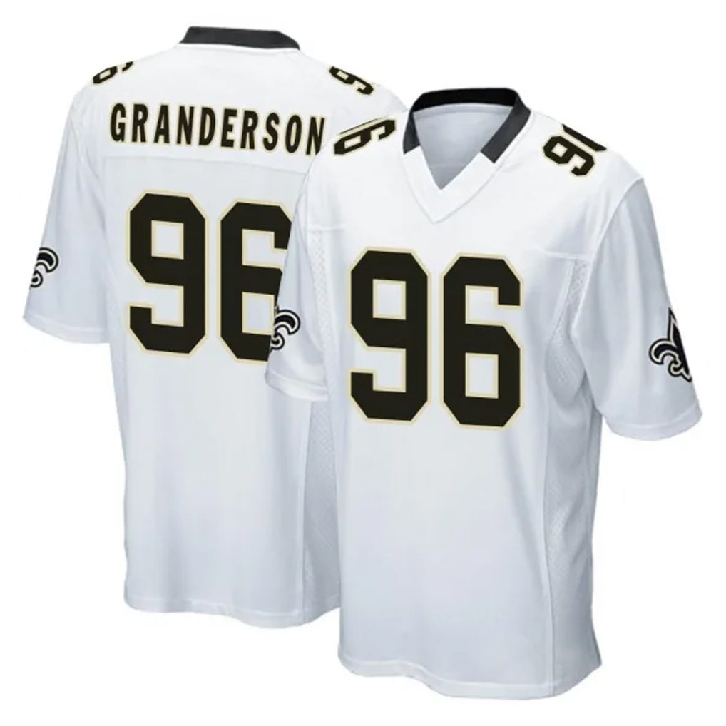 My Store NO.Saints #96 Carl Granderson Player White Home Game Stitched Jerseys