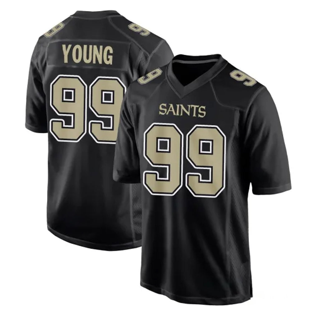 My Store NO.Saints #99 Chase Young Player Black Carbon Fashion Home Game Stitched Jerseys