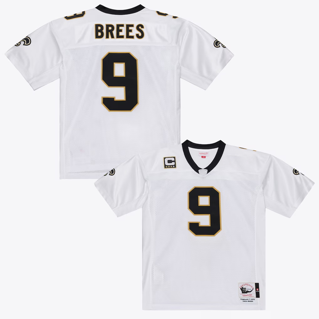 My Store NO.Saints #9 Drew Brees Mitchell & Ness White Super Bowl XLIV Authentic Stitched Jerseys