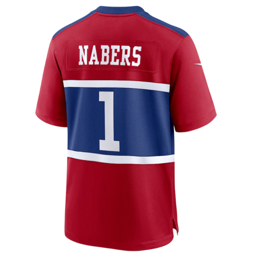 My Store NY.Giants #1 Malik Nabers Century Red Alternate Game Jersey Stitched Jerseys
