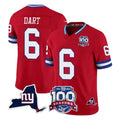 My Store NY.Giants #6 Jaxson Dart Player Red 100th Season & State Patch Vapor Limited Home Game Stitched Jerseys