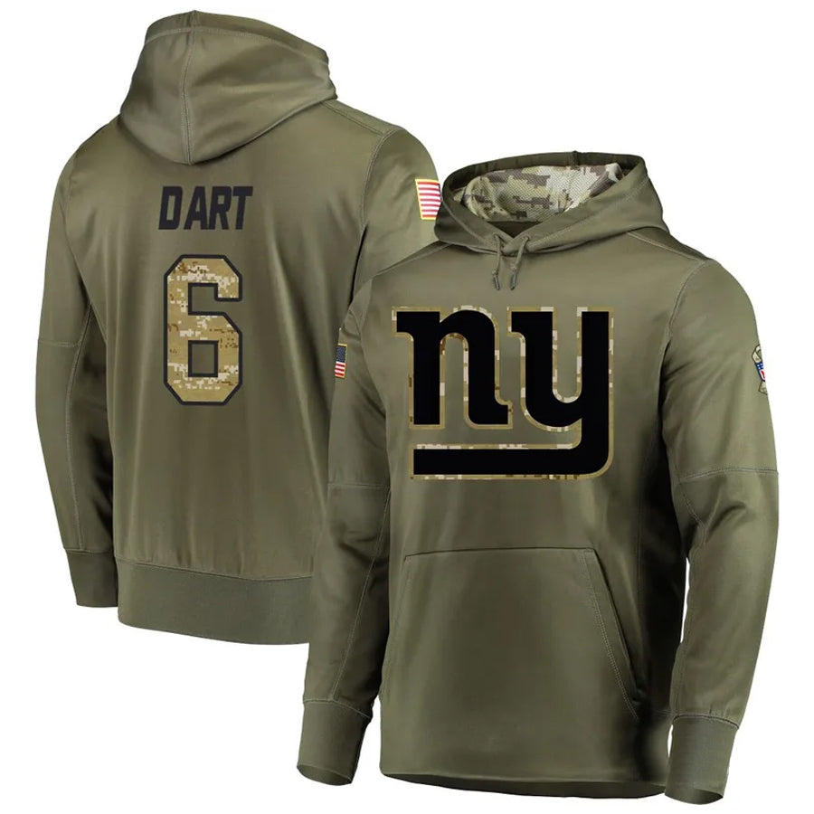My Store NY.Giants #6 Jaxson Dart Player Salute to Service Hoodies Stitched Jerseys