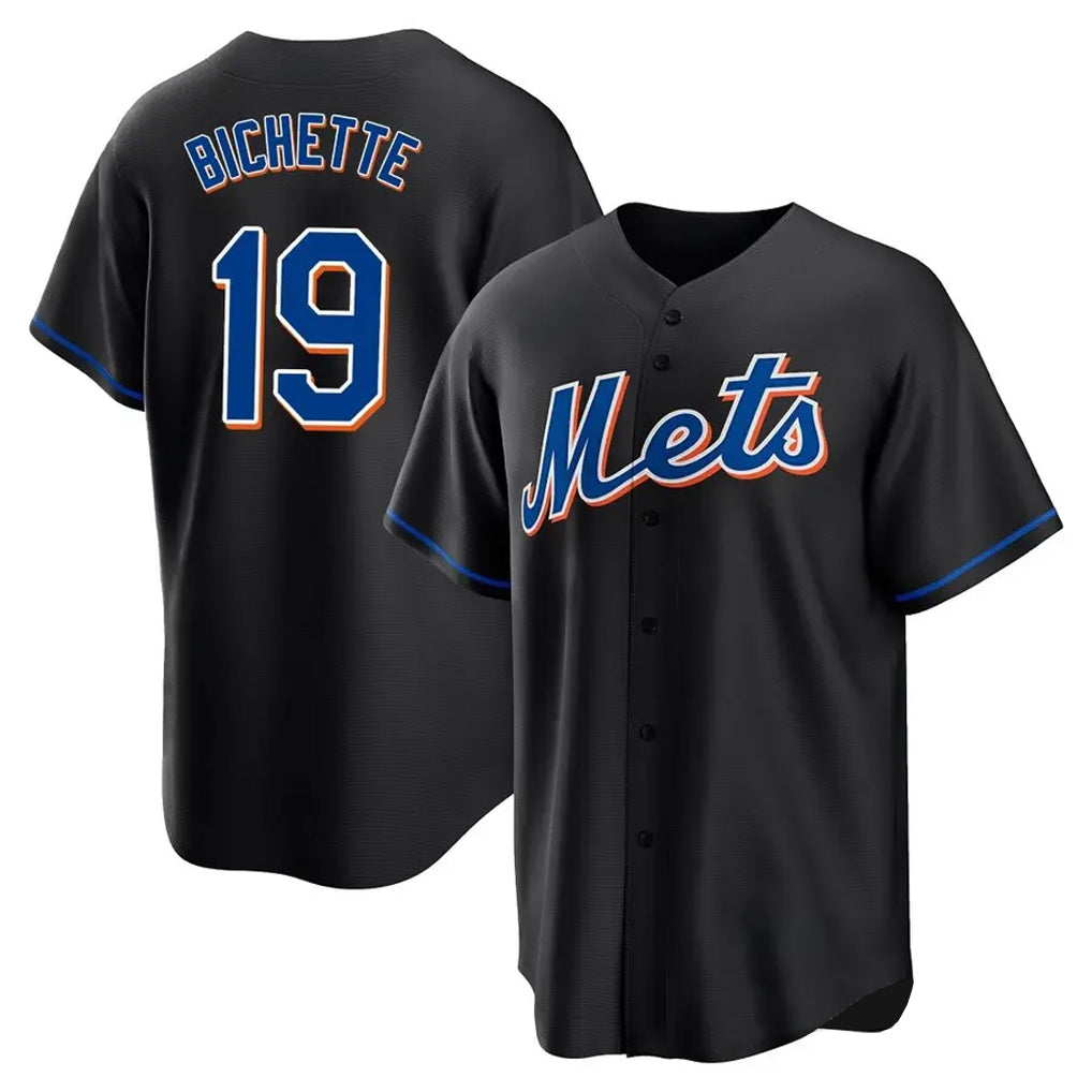 My Store NY.Mets #19 Bo Bichette Player Black Replica Home Game Stitched Jerseys