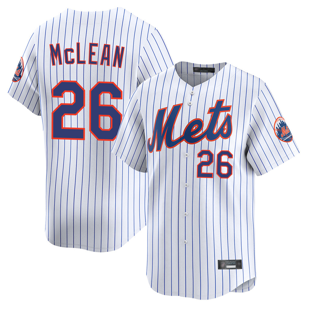 My Store NY.Mets #26 Nolan McLean Player White Home Replica Stitched Jerseys