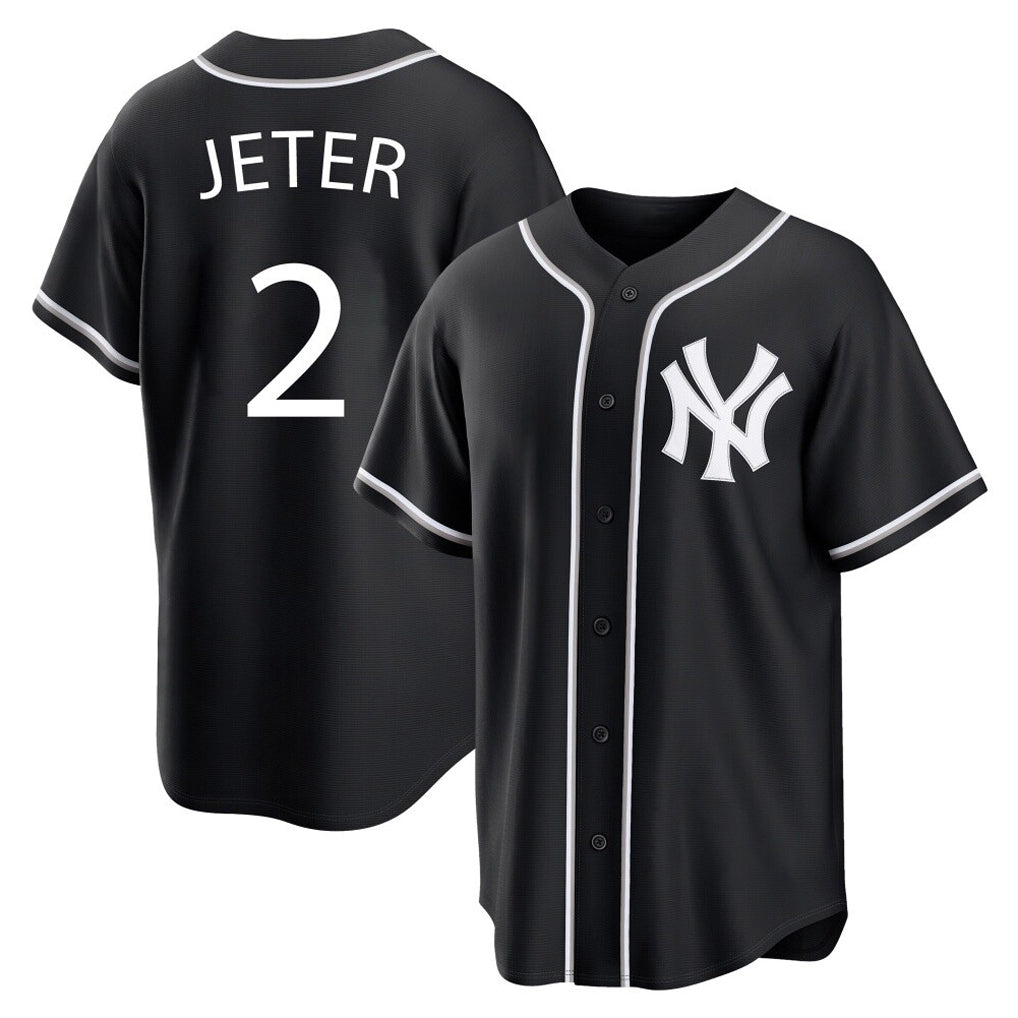 My Store  NY.Yankees #2 Derek Jeter Player Black Out Game Home Stitched Jerseys