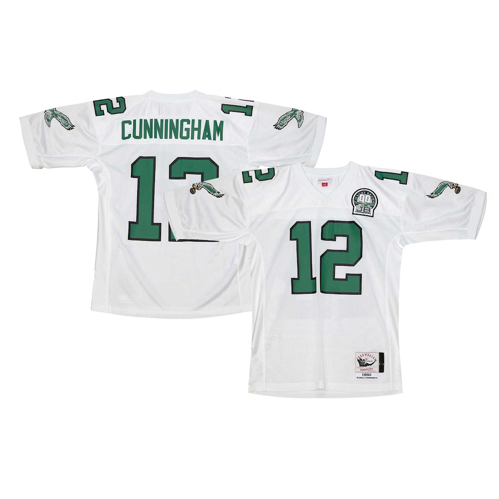 My Store P.Eagles 1992 #12 Randall Cunningham Mitchell & Ness White Authentic Throwback Retired Player Stitched Jerseys