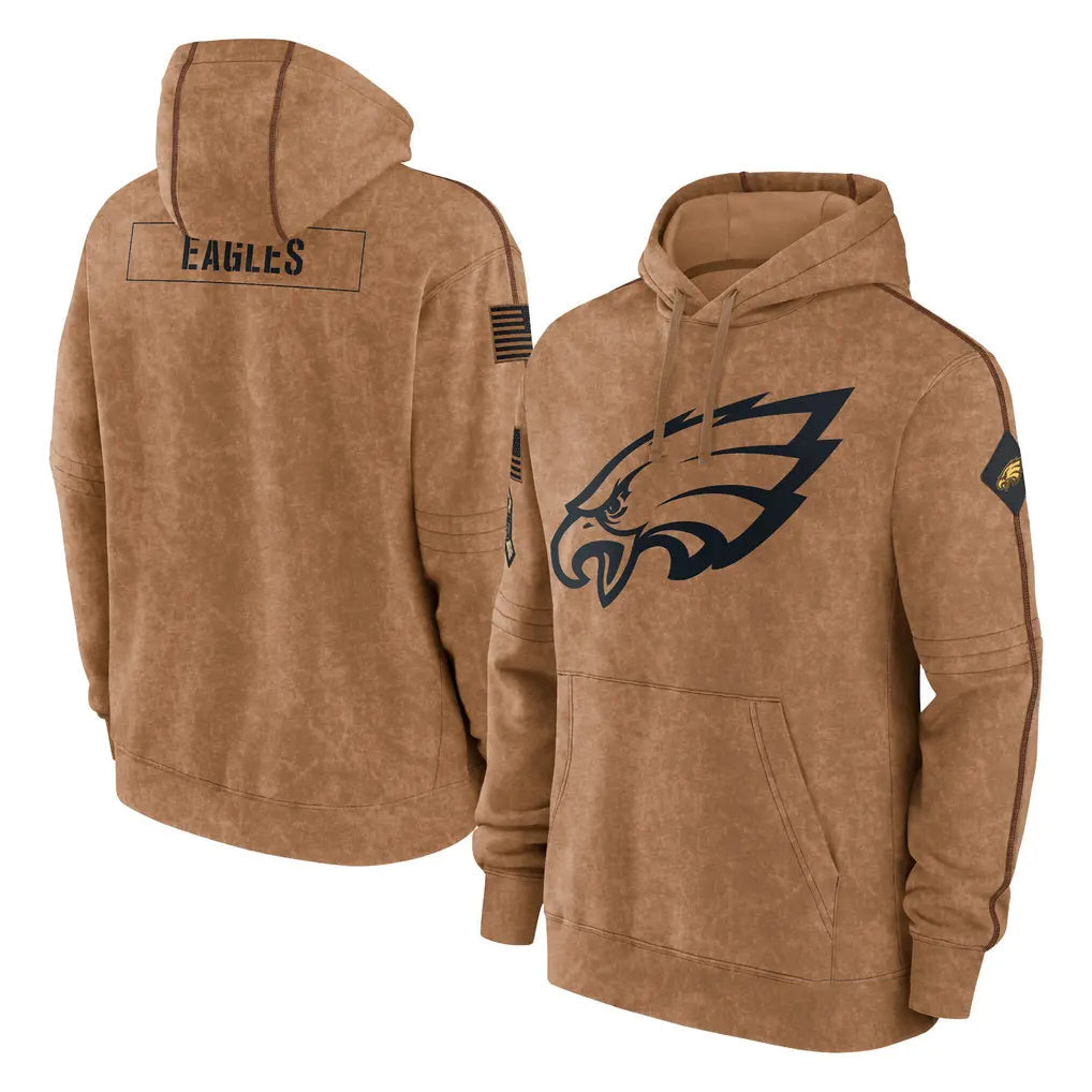 My StoreP.Eagles Brown Salute to Service Pullover Hoodies Limited Game Blank Player Stitched Jerseys