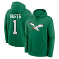 My Store P.Eagles #1 Jalen Hurts Player Green Pullover Hoodies Home Game Stitched Jerseys