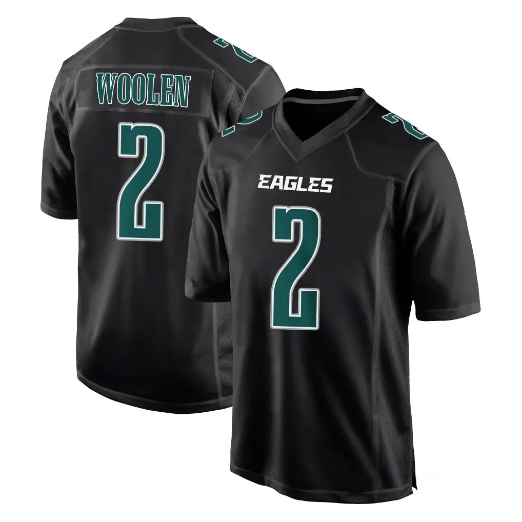 My Store P.Eagles #2 Riq Woolen Player Carbon Black Fashion Home Game Stitched Jerseys