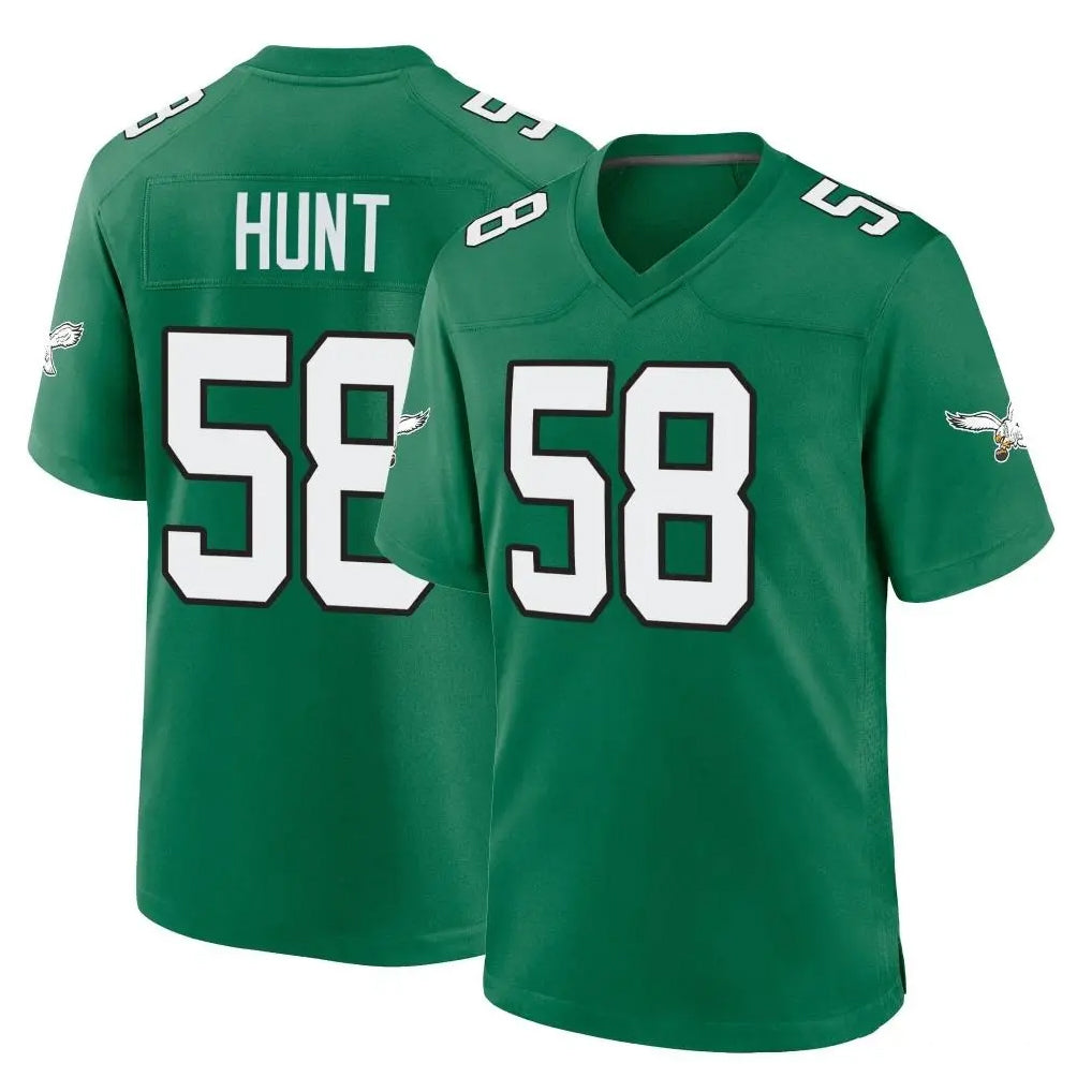 My Store P.Eagles #58 Jalyx Hunt Player Green Kelly Alternate Home Game Stitched Jerseys