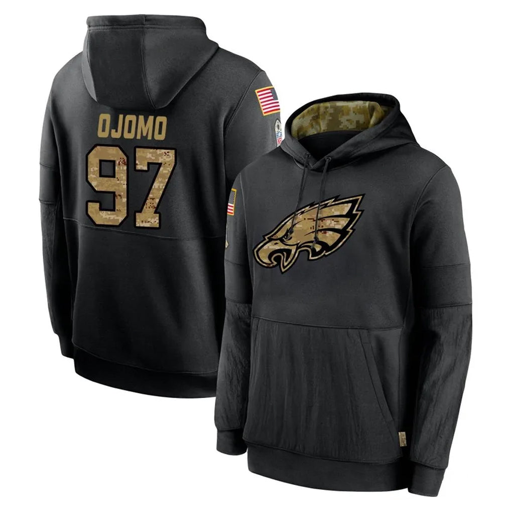 My Store P.Eagles #97 Moro Ojomo Player Black Salute to Service Hoodies Limited Game Stitched Jerseys