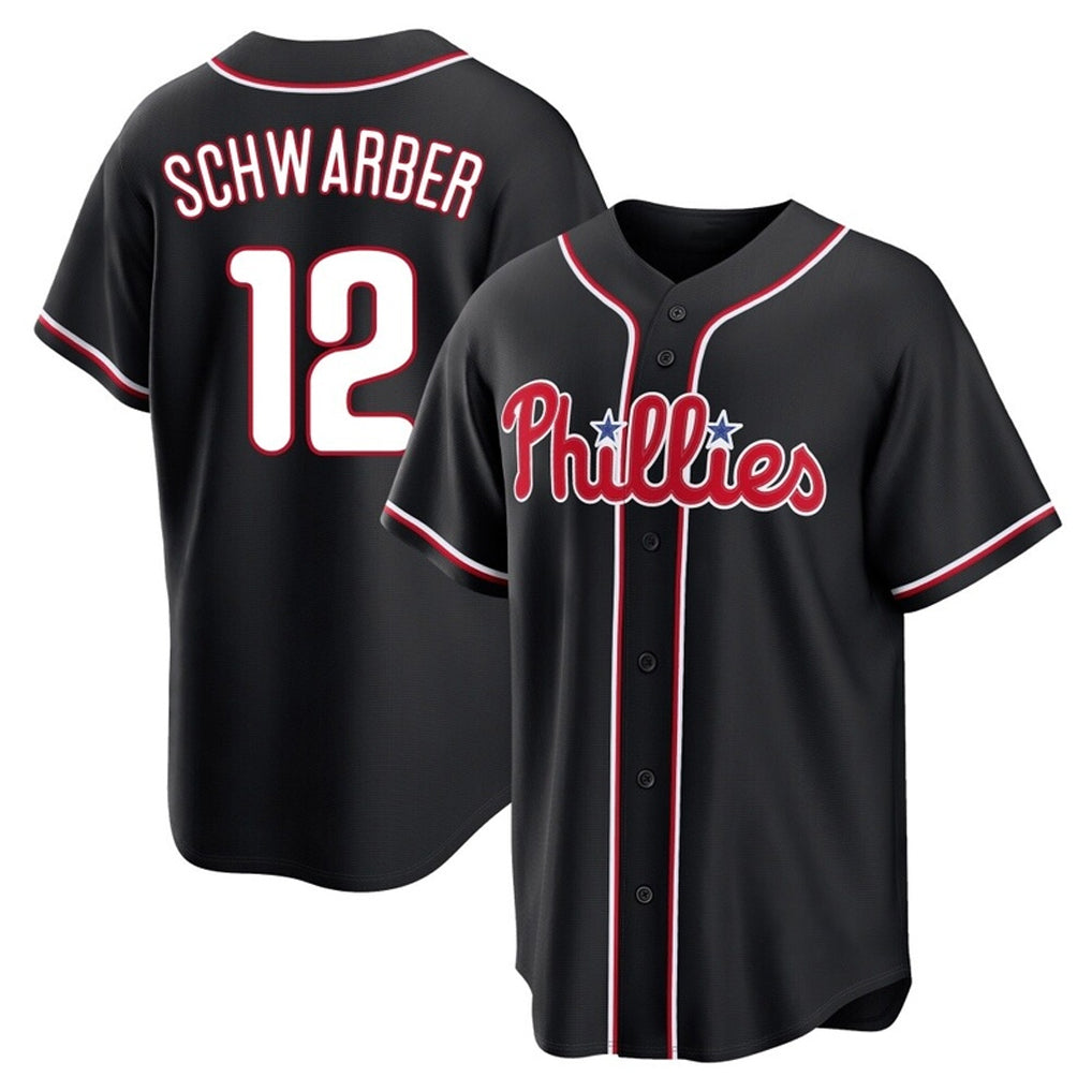 My Store P.Phillies #12 Kyle Schwarber Player Black Fashion Out Home Game Stitched Jerseys