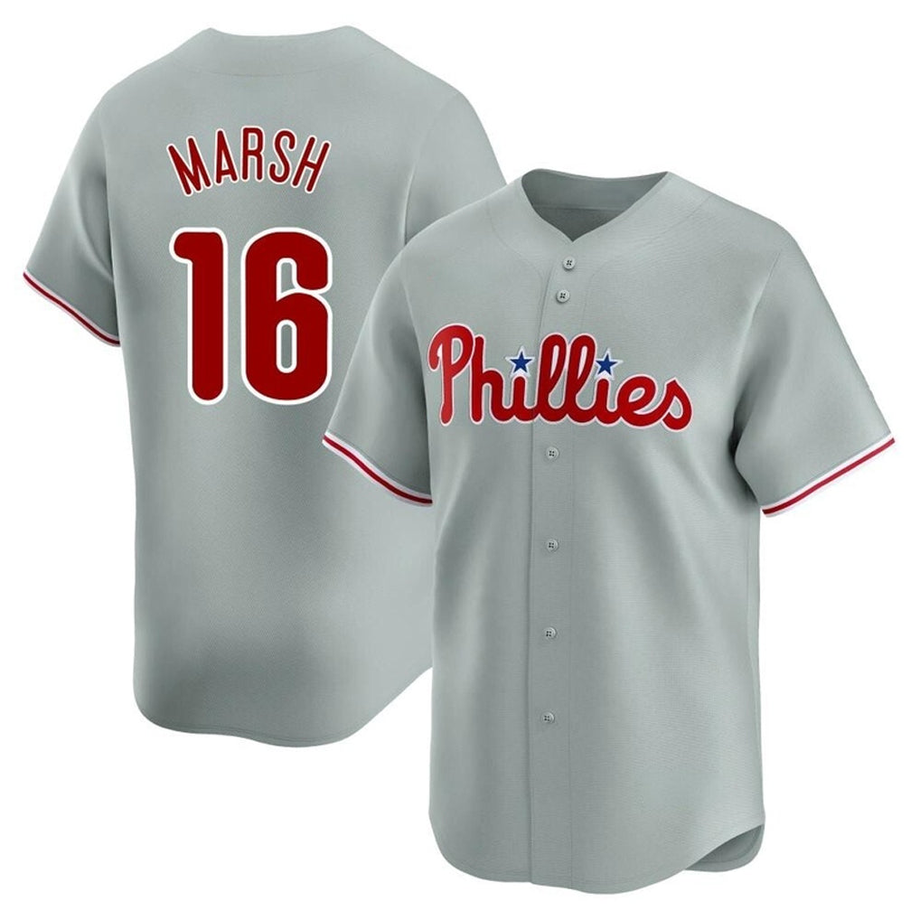 My Store  P.Phillies #16 Brandon Marsh Player Gray Home Limited Stitched Jerseys