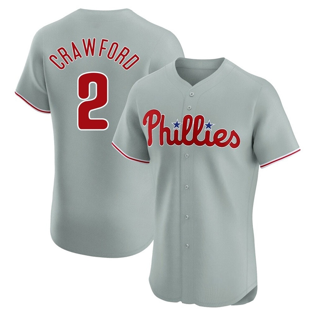 My Store P.Phillies #2 Justin Crawford Player Gray Home Limited Elite Stitched Jerseys