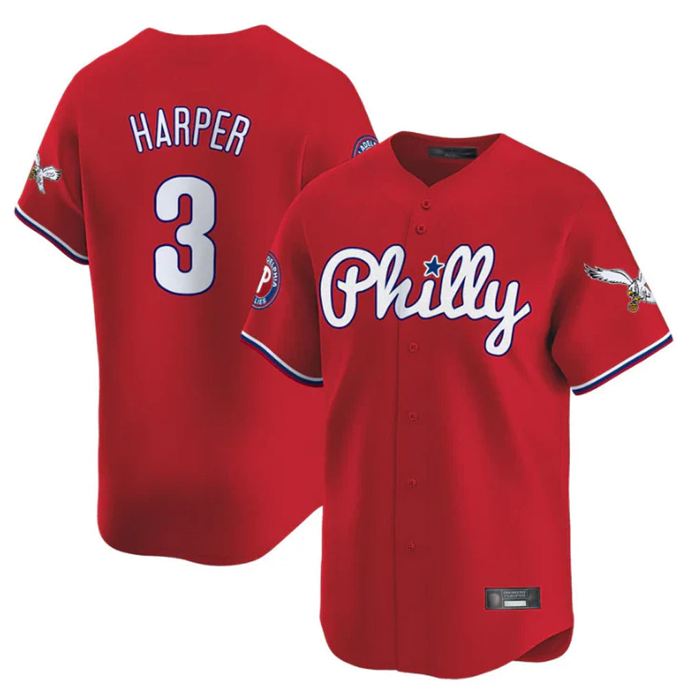 My Store P.Phillies #3 Bryce Harper Player Red Phillies & Eagles Vapor Premier Limited Stitched Jerseys
