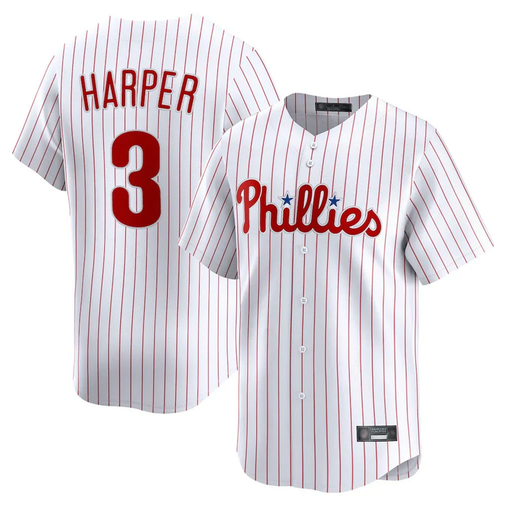 My Store P.Phillies #3 Bryce Harper Player White Home Limited Stitched Jerseys