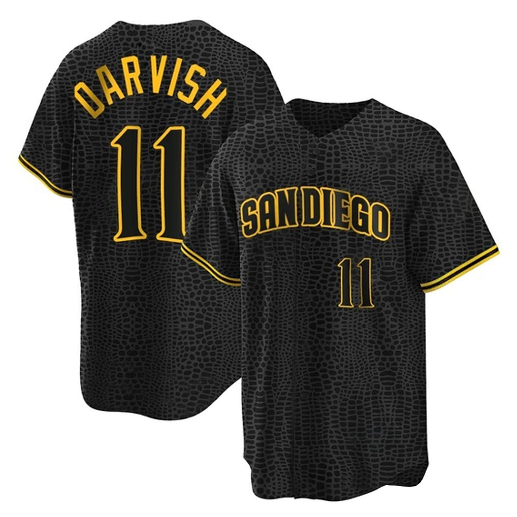 My Store S.Diego Padres #11 Yu Darvish Player Black Snake Skin City Home Game Stitched Jerseys