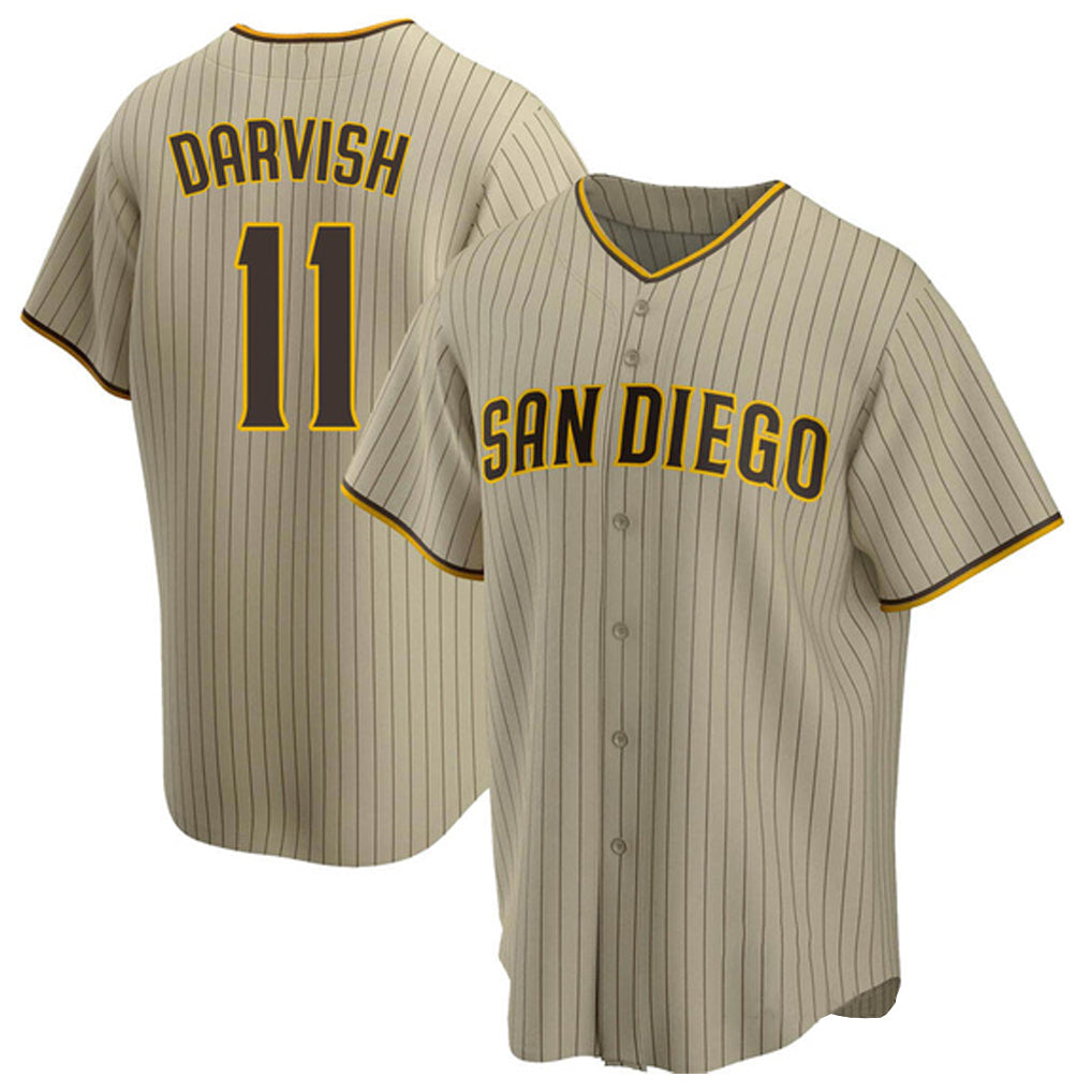 My Store S.Diego Padres #11 Yu Darvish Player Khaki Home Game Stitched Jerseys