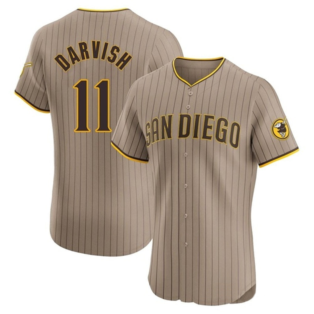 My Store S.Diego Padres #11 Yu Darvish Player Khaki Home Limited Elite Stitched Jerseys